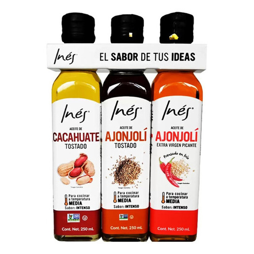 Aceite De Cacahuate Y Ajonjolí Tostado Inés 3 Pack De 250 Ml