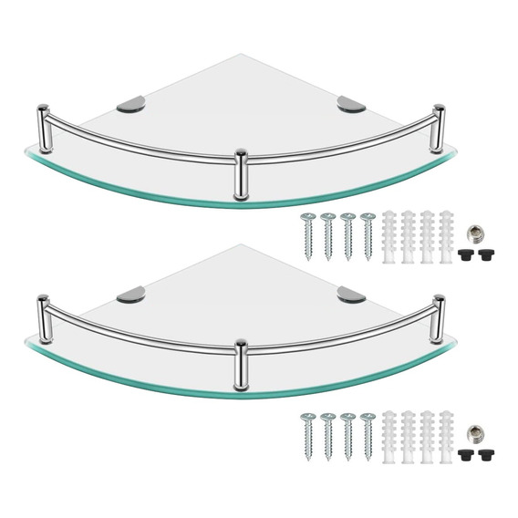 Repisas Esquineras De Vidrio P/baño 2 Pisos Cristal Templano