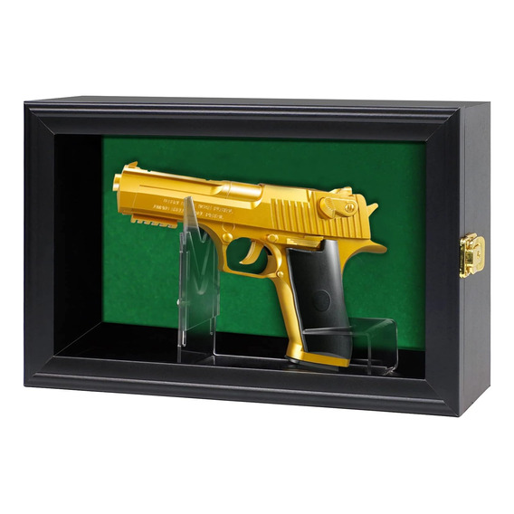 2 Handgun Pistol Revolver Gun Display Case Wall Mount Lockab