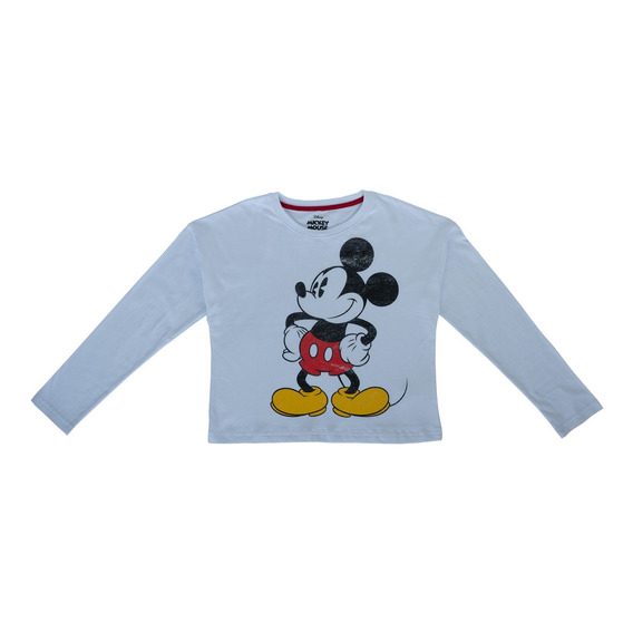 Polera Manga Larga Niña Mickey Solved Blanco Disney