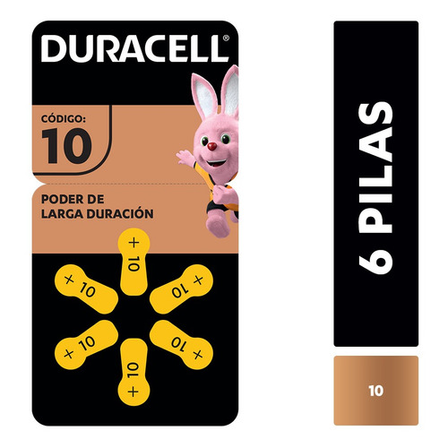 Pila Para Audífonos Duracell Tamaño 10 X6 Unidades