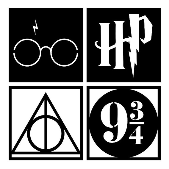 Set 4 Cuadros Decorativos  Mdf Harry Potter 25 Cms X25 Cms