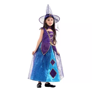 Disfraz De Bruja Para Halloween Vestidos Y Sombreros Fucsia Morado Negro Azul Ideal Fiesta Infantil Cumpleaños Góticos Cosplayer 