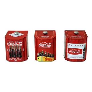 Juego De 3 Caja De Lata Co Vintage Estilo Coca Cola Logo La