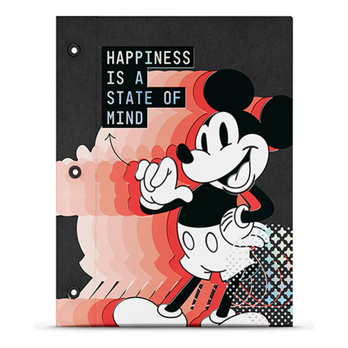 Carpeta Escolar N°3 Mickey Mouse 2 Tapas Cordón Aro Mooving Color Modelo 3