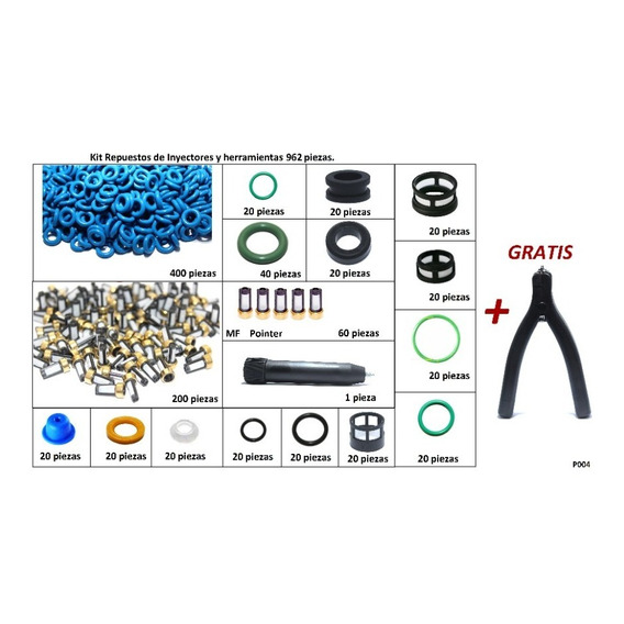 Kit Laboratorio Inyectores Ligas, Filtros + Hta (962 Pzas)  