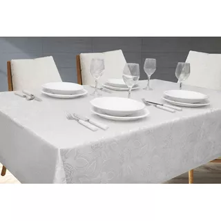 Toalha De Mesa Jacquard 4 Lugares 100x100 Branca  Admirare