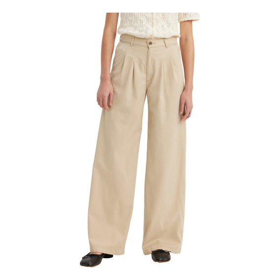 Jeans Mujer Pleated Wideleg Trouser Beige Levis A7535-0002