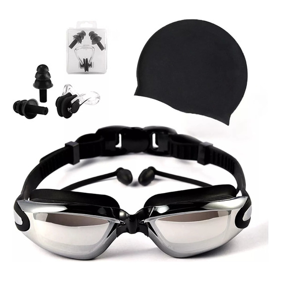 Set Natación Kit Gafas + Gorro Natación + Tapa Oídos Y Nariz