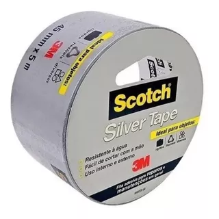 Fita Adesiva Silver Tape 45mmx5m Scotch Cinza 3m Resistente