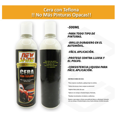 3 Cera Con Teflona No Mas Pinturas Opacas Brillo Duradero