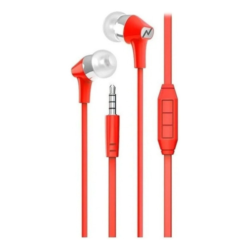 Auricular In Ear Noganet Ng094 Manos Libres Cable Flat Color Rojo