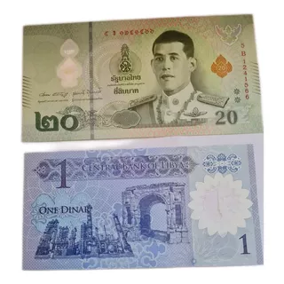 2 Billetes Unc Tailandia Libya