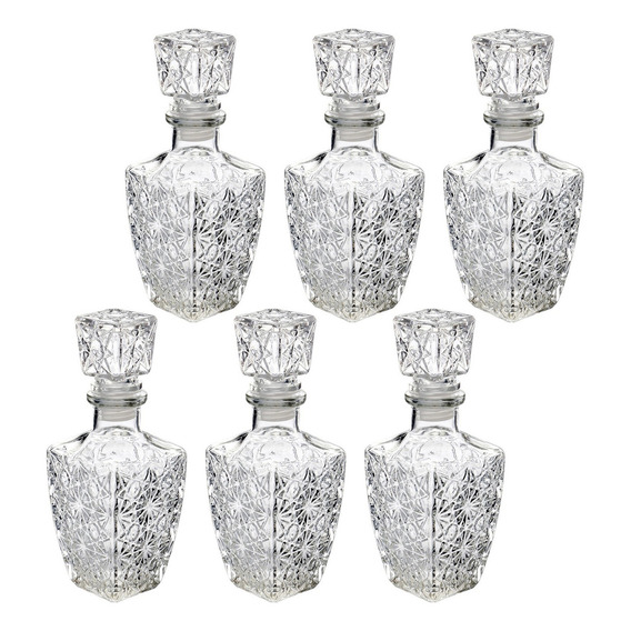 Set 6 Licoreras Decantador Diamante Vino Vidrio Cristal 1l