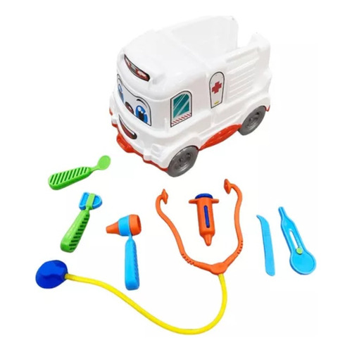 Camión Ambulancia Grande + Kit Primeros Auxilios Irv Toys Color Blanco