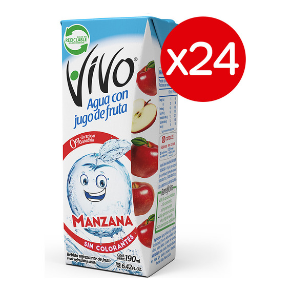 Pack 24- Vivo Agua Manzana 190 Ml