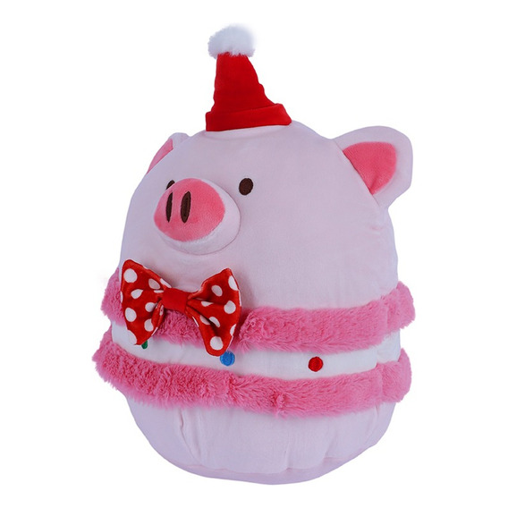 Miniso Peluche Cerdito Navideño Felpa Rosa 36x40 Cm