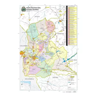 Mapa Político Del Estado Táchira Mapa De Pared Tamaño Grande