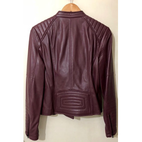 jaqueta de couro feminina cor vinho