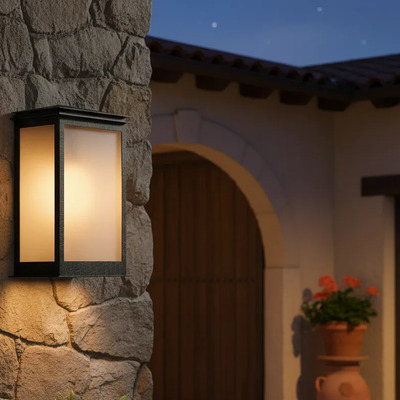 Farol De Exterior Aluminio Urbano.09 1xe27 Cuero Cuero
