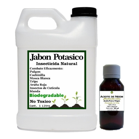 Jabon Potasico Biodegradable  1 Litro Y Aceite De Neem 60ml