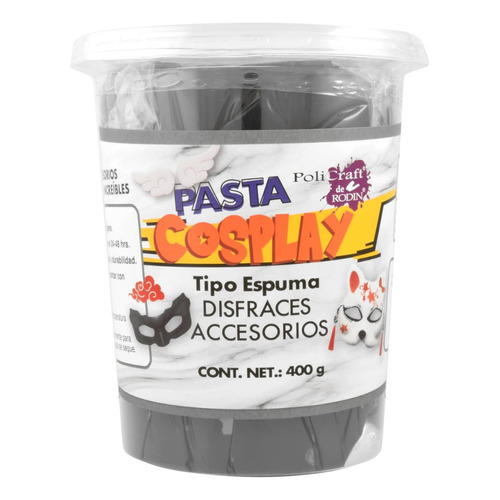 Pasta Moldeable Cosplay Policraft Tipo Espuma Disfraces 400g Color Negro