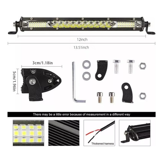 12 Inch Faros Led Barra Slim Impermeable 26 Leds Para Coche