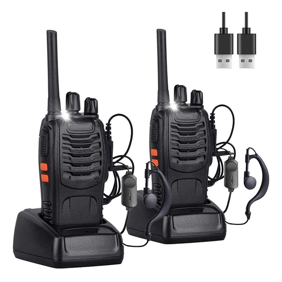 Radios Walkie Talkies Bf-888s 2 Piezas Kit Con Manos Libres