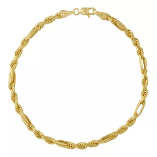 Pulsera Oro Esclava Oro 14k Torzal Figaro Italy 3mm 21cm