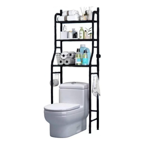 Estantes Armario Mueble Organizador Baño Inodoro Metal Acero Color Negro