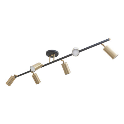 Plafon Aplique 6 Luces Zunko Negro Dorado Apto Led Gu10