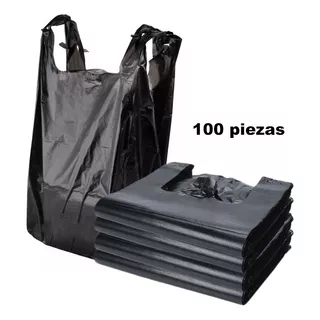 1 Kg Bolsa Asa Camiseta Negro 36*58 Tamaños 100pz Reciclada