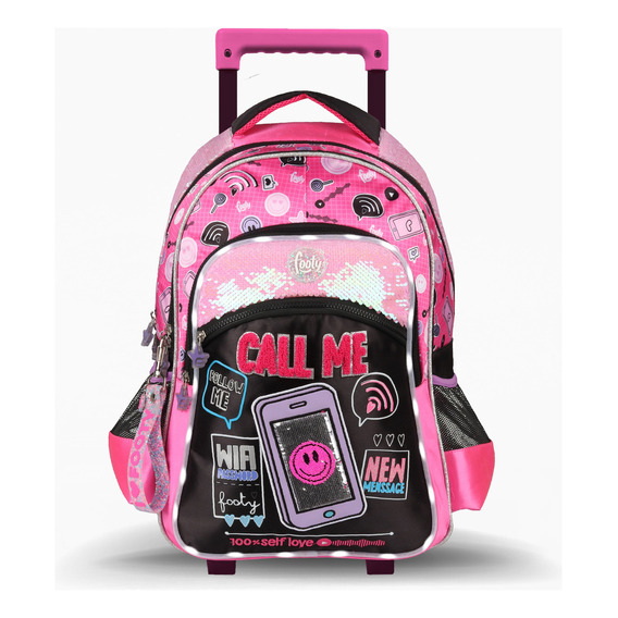 Mochila Carro 18 PuLG Con Luz Led Escolar Footy Edu