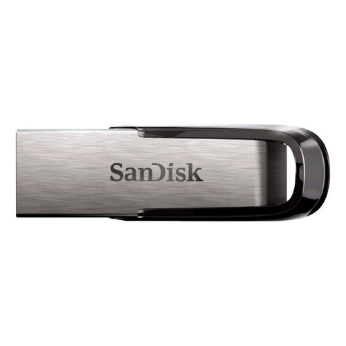 Memoria USB SanDisk Ultra Flair 64GB 3.0 plateado y negro