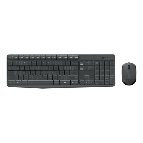 Kit Teclado Y Mouse Inalambrico Logitech Mk235 Color del teclado Negro