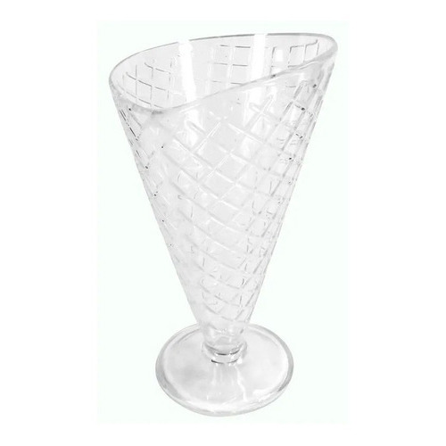 Copa Helado Vaso Forma Cucurucho Plastico Color Transparente
