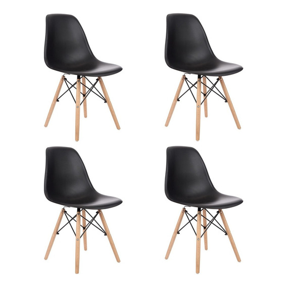 Silla de comedor Garden Life Eames, estructura color negro, 4 unidades