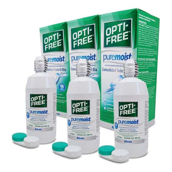 3 Pack Solución Lentes De Contacto Optifree Pure Moist 300ml