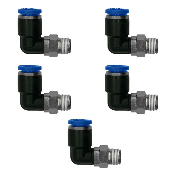 Conector Codo Neumático Rosca 1/2 - Tubo 16mm X5u