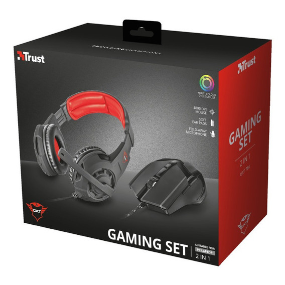 Audífonos y mousse Gamer Trust Gxt 784 Negro