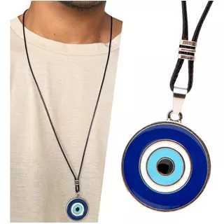 Colar Masculino Feminino Olho Grego Zen Proteção Azul Verde
