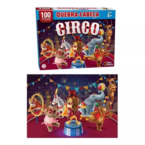 Brinquedo Infantil Jogo Quebra Cabeça 100 Peças Circo Pais e