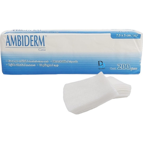 Gasas Paquete Con 200 Piezas 7.5 X 5cm Facial Ambiderm