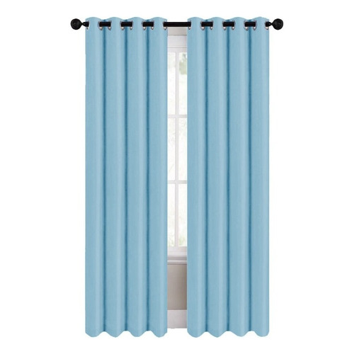 Cortinas Blackout 274cm Ancho X 213cm De Largo En 2 Paneles Color Azul Acero