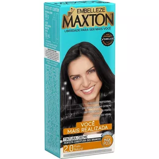 Kit Tinte Maxton  Tintura Creme Tom 2.0 Preto Natural Para Cabelo