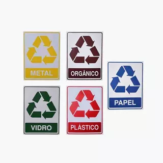 5 Adesivos Para Lixeira Reciclável 20x15 Resistente Vinil