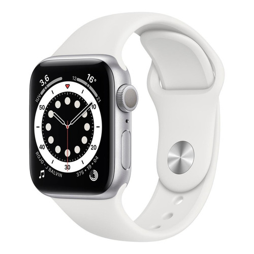 Apple Watch  Series 6 (GPS) - Caja de aluminio plata de 40 mm - Correa deportiva blanco