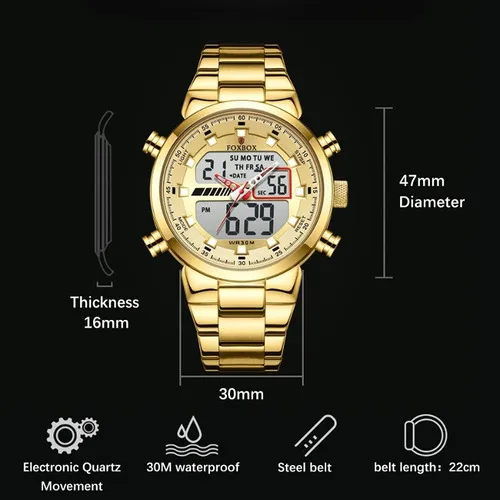 Relojes Led De Acero Inoxidable A Prueba De Agua Para Hombre Color