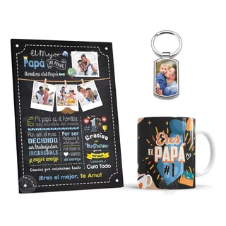 Kit De Regalo Personalizado Para Papá - Cuadro/mug/llavero