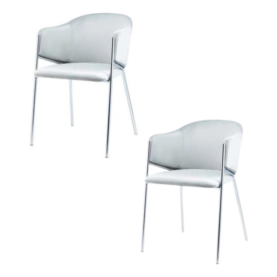 Silla Sillón Living Comedor Jane Pana Base Cromo 2 Unidades